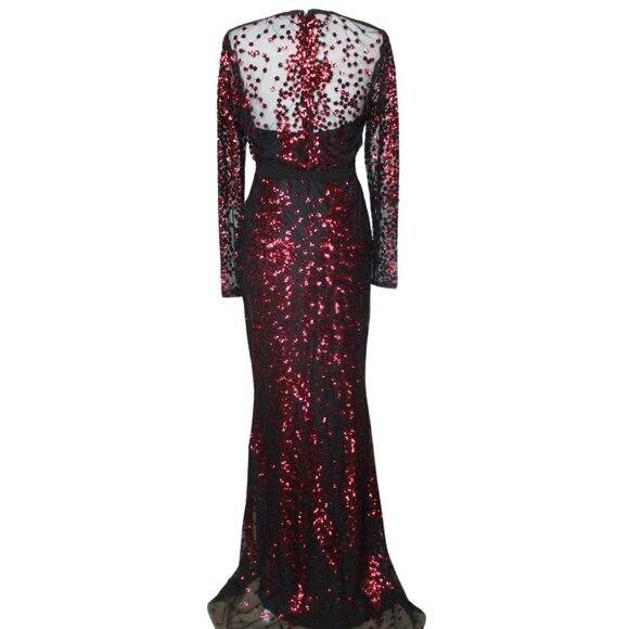 Long sleeve maxi dress with sequins burgundy color size 8 US Christmas/New Year' - Picture 6 of 6